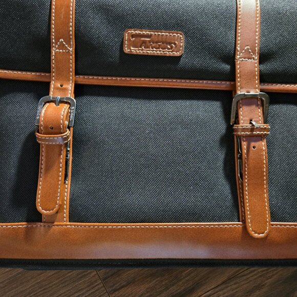 Vintage TARGUS Black Waxed Canvas & Faux Leather Laptop Strap Unisex Bag NEW - Picture 5 of 12